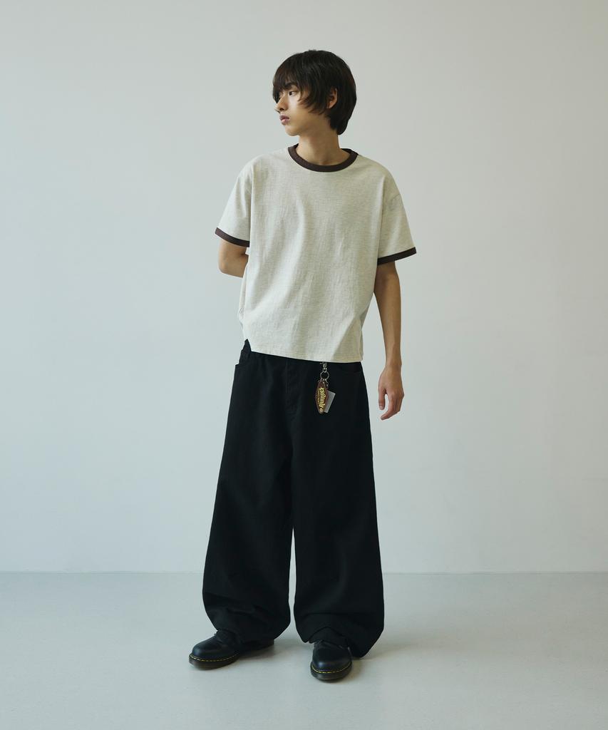 SIGNATURE Summer Wide Curved Dart Cotton Pants [Black]