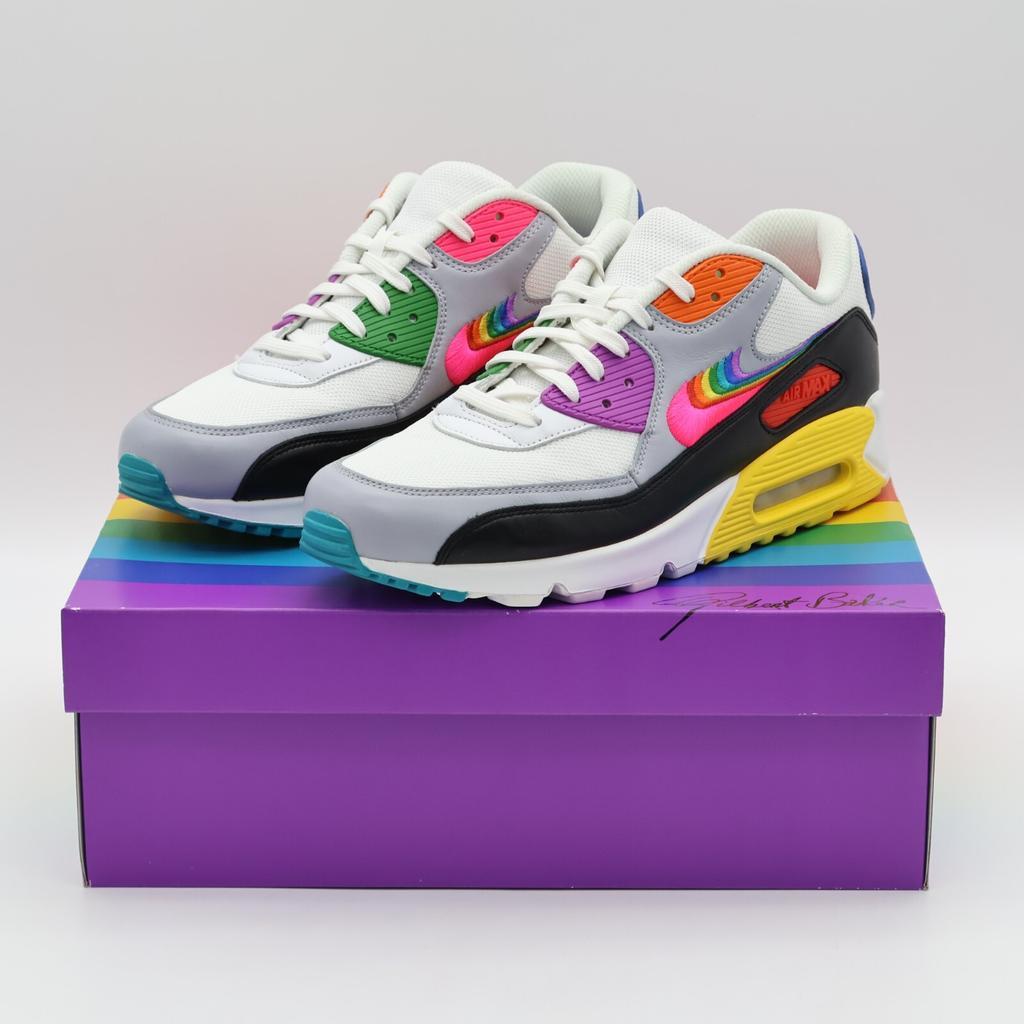 CJ5482-100 Nike Air Max 90 Be True Радужный Белый Волк Серый Черный (Мужской)