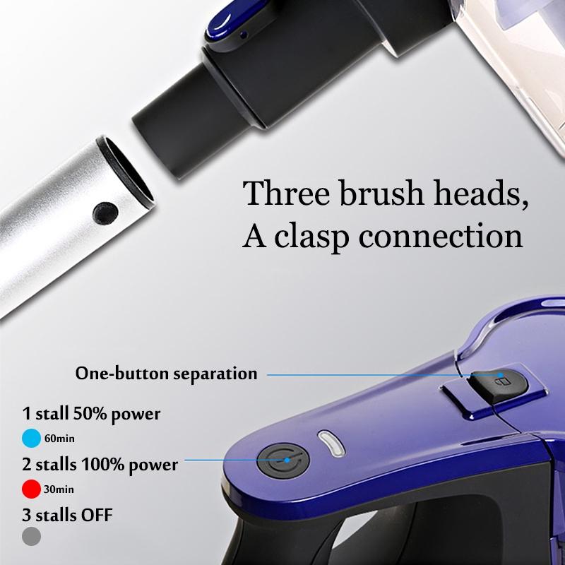 Беспроводной пылесос 3-в-1 120 Вт Ручной пылесос Перезаряжаемый Безмешковый Всасывающий Набор чистящих инструментов для дома и автомобиля