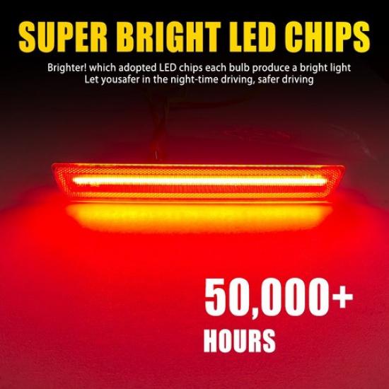 2X For 2015- Dodge Challenger LED Clear Lens Red Rear Side Marker Lights EOA
