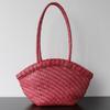 Handwoven Vegan-Friendly Vegetable-Tanned Leather Tote Bag Shell Shape Boho Chic Shoulder Daily Use