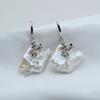 Exaggerated Drop Earrings White Natural Pearl Irregular Square Sterling Silver Earrings For Women Baroque Flat Pearl Earrings