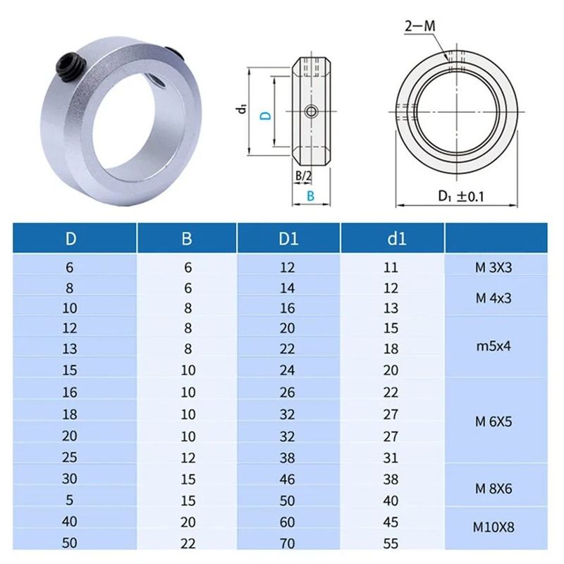 1Pcs 6-30mm Diameter Shaft Collar Stop Screw Type Fixed Locking Limit Rings Clamp Collar Retaining Ring Retainer Locator