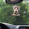 2D Car Pendant Hanging Ornament With Chain Realistic Hanging Interior Car Cat-Shaped Decor Mirr W3P9