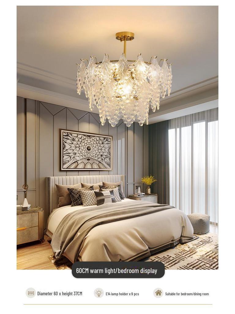 European Style Glass Chandelier for Luxury Living Room or Bedroom Decor