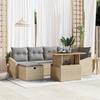 VidaXL 7-Piece Garden Sofa Set with Cushions Beige Poly Rattan 3361357