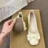 Shallow Pedal Flat-soled Bow French Mary Shoes 2025 Spring and Autumn New Fashionable Versatile Soft-soled Doudou Single Shoes