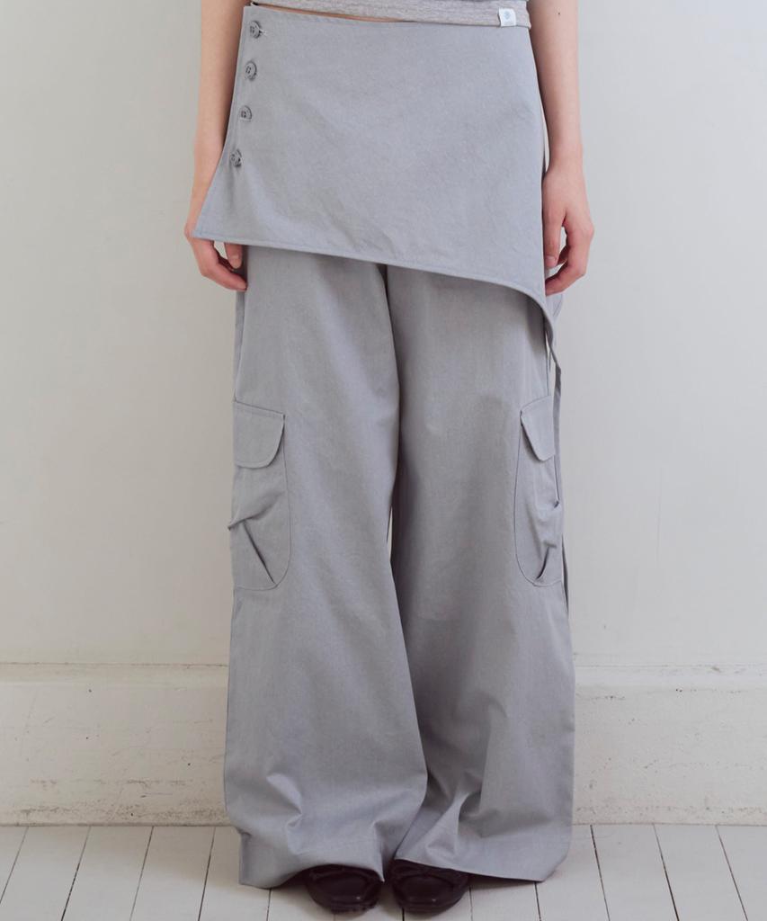 OAFISH Detachable Skirt Layered Pants, Blue