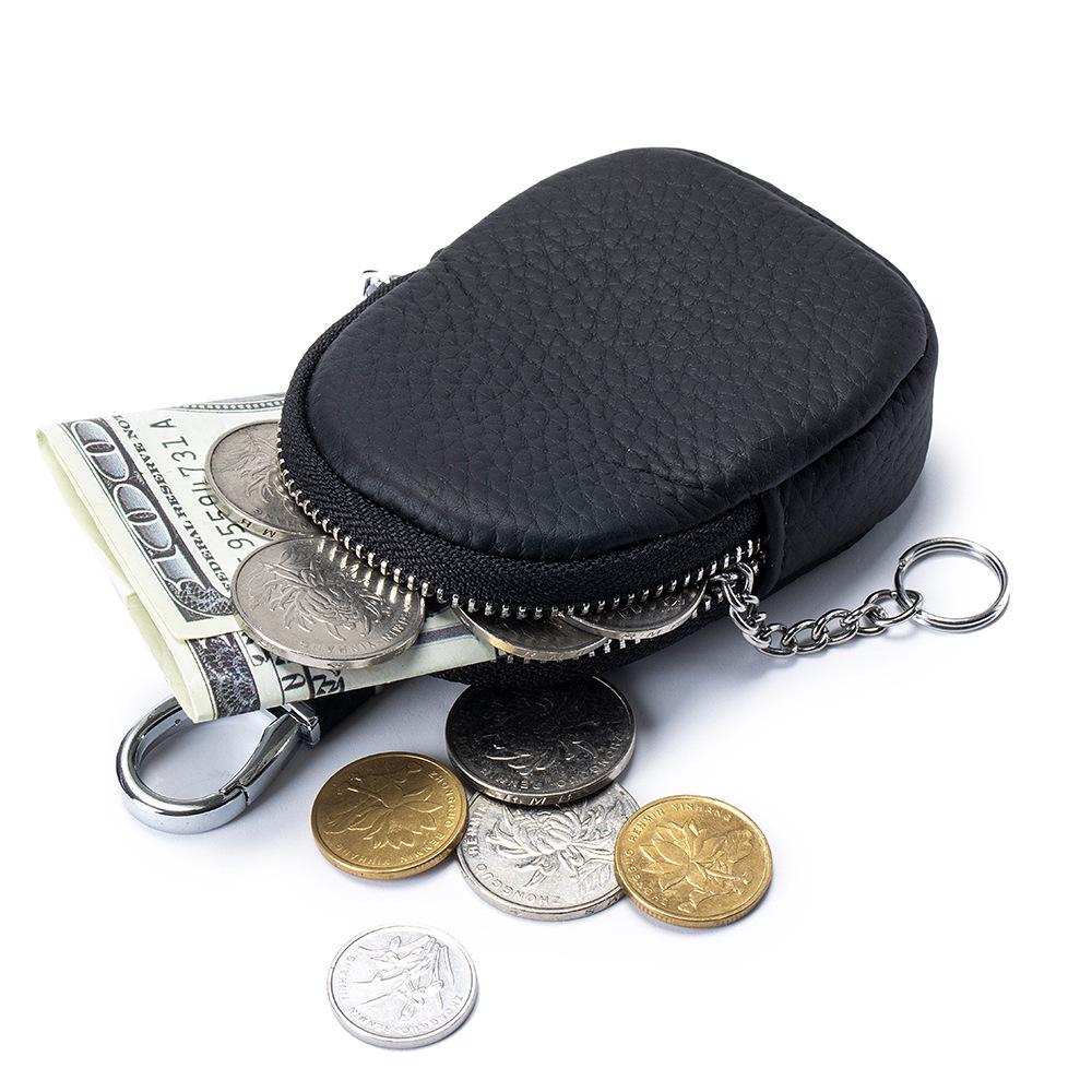 Genuine Leather Mini Coin Purse & Key Holder: Multifunctional Cowhide Wallet & Earphone Bag.