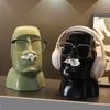 Креативная коробка для хранения салфеток Статуя камня 3-в-1 Держатель для наушников Экономия места Контейнер для бумажных полотенец в форме головы Спальня Настольный