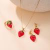 Stainless Steel Necklace, Strawberry Cherry Stud Earrings, Fresh, Titanium Steel Ring