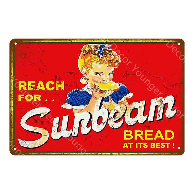 Металлические знаки Wonder Bread Ручная выпечка Винтажный плакат Декор кухни Кафе Бар Магазин Декоративная тарелка Еда Повар Настенная наклейка YI-154