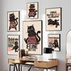 1PC Black Funny Cats Rule The World Print Poster Paper Waterproof HD Sticker Bedroom Entrance Home Living Room Bar Wall Decor