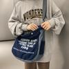 Letter Crossbody Bag Student Girl's Denim Messenger Bag Shoulder Bag