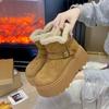 Женская мода ретро легкие увеличивающие рост мягкая подошва зимние теплые меховые один снежные ботинки бархатная подкладка нескользящие повседневные спортивные хлопковые ботинки
