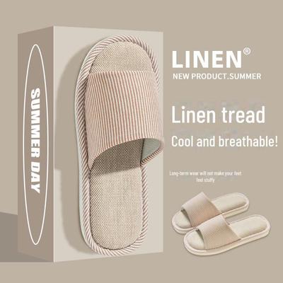 Женские и мужские сандалии из хлопка и льна: Лето 2023 г. Бесшумные, впитывающие пот, нескользящие домашние тапочки
