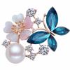 Rhinestone Flower Brooch Bouquet Blue Crystal Corsage Pins Broches Para Ropa Mujer Gift For Women Girls