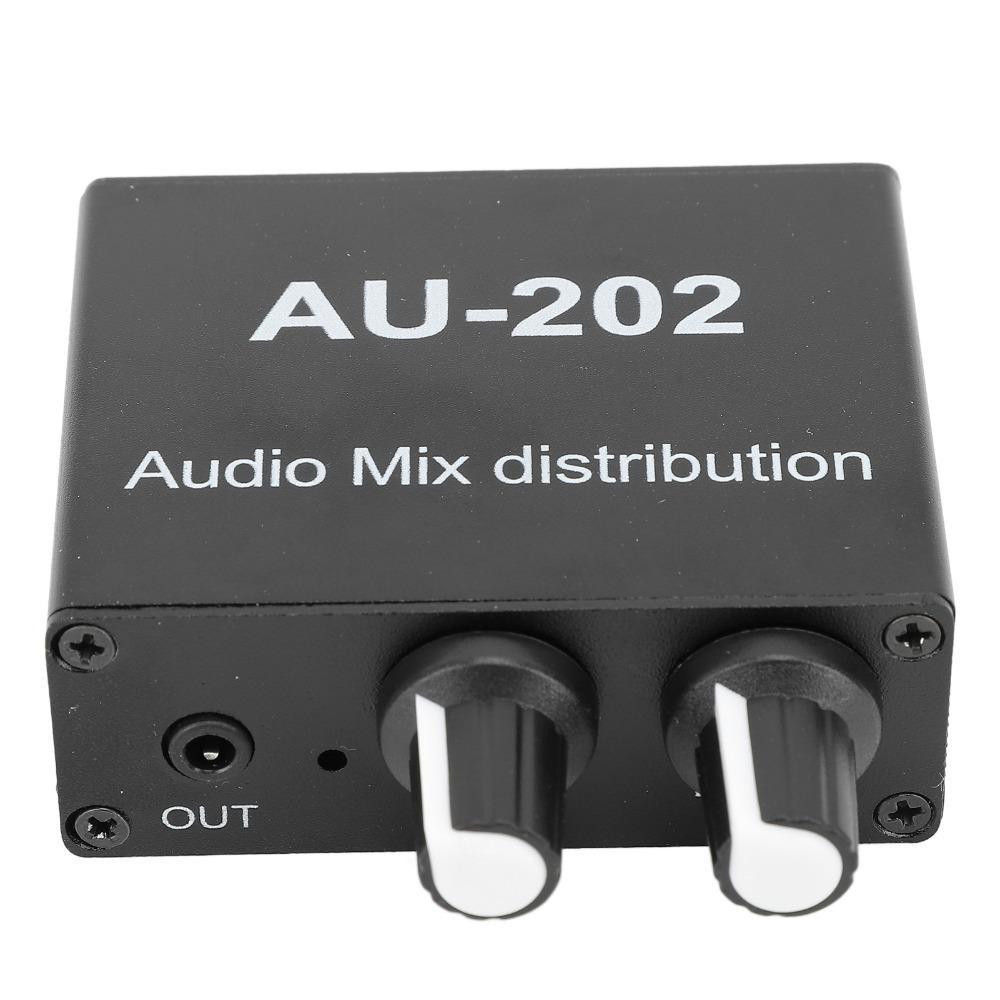2 In 2 Out Small Sound Mixer 3.5mm Headphone Mixer Dual-Channel Stereo Mixer  For Headphone