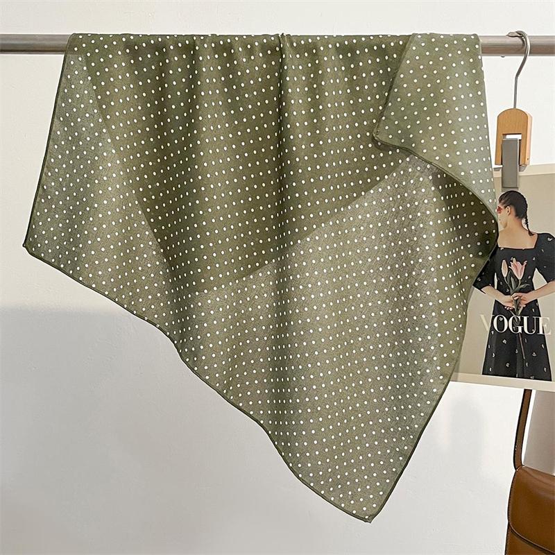 Summer Elegant Women 68cm Cotton Feeling Square Hair Scarf Dot Print Beach Stoles Hijab Shawl Wraps Bandana Echarpe