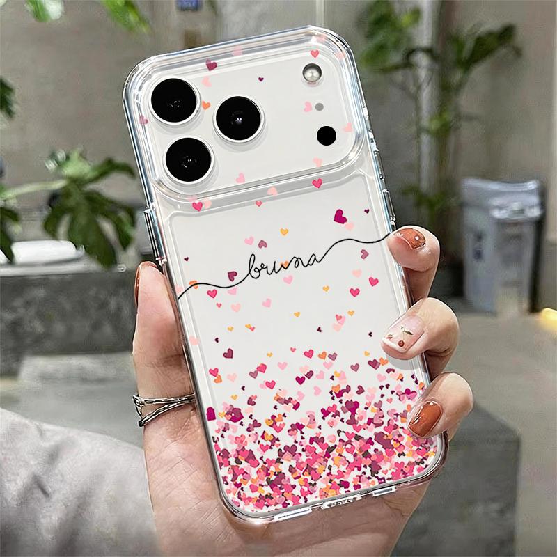 Шелковый Чехол с Узором Сердечки для iPhone 17 Pro Max Coque iPhone 16 15 14 13 Pro Max 11 Прозрачный Мягкий Силиконовый Чехол из ТПУ