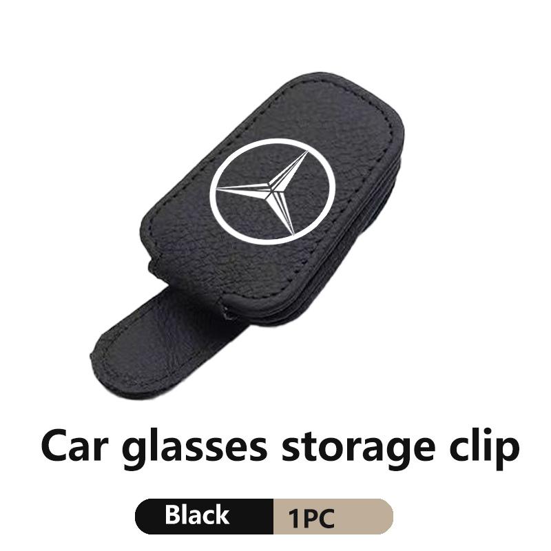 BAJ1 For Benz Car Sunshades Magnetic Leather Sunglasses Ticket Clip Auto Accessories AMG Exclusive A C E R V Class CLA CLS C180 C200