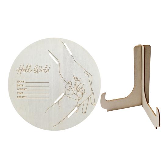 Wooden Baby Birth Wristband Display Board with Base Smooth Edge Burr Free