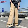 Лето 2023, новые трендовые мужские широкие брюки-карго, корейская уличная одежда, повседневные дизайнерские спортивные штаны большого размера с пуговицами для подростков