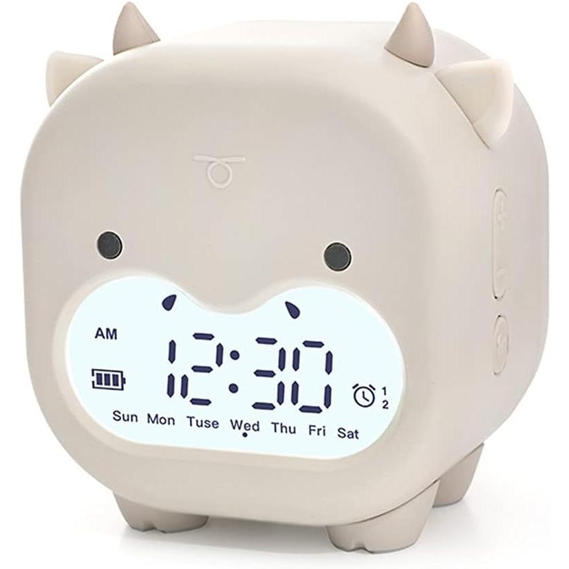 Мультфильм милый манекен корова настольный будильник цифровой дисплей электронный рабочий стол