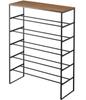 Yamazaki Jitsugyo 3370 Shoe Rack with Top 6 W66 X D25 X Tower Shoe Shoe Hooks Included Plate, Tiers, Black, Approx. H87cm, Rack, Storage,