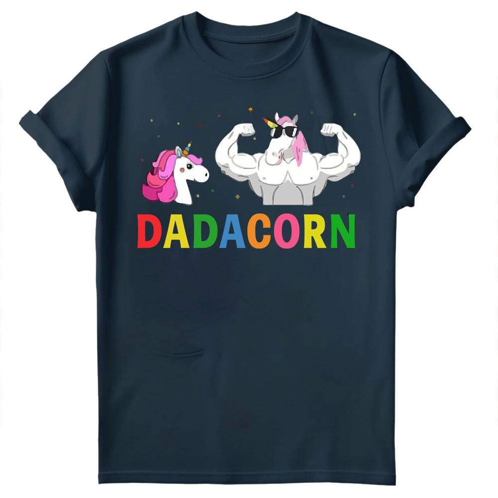 Fathers Day Unisexs T Shirt Funny Unicorn Dadacorn Daddy Gymer Dad Tee Top FD