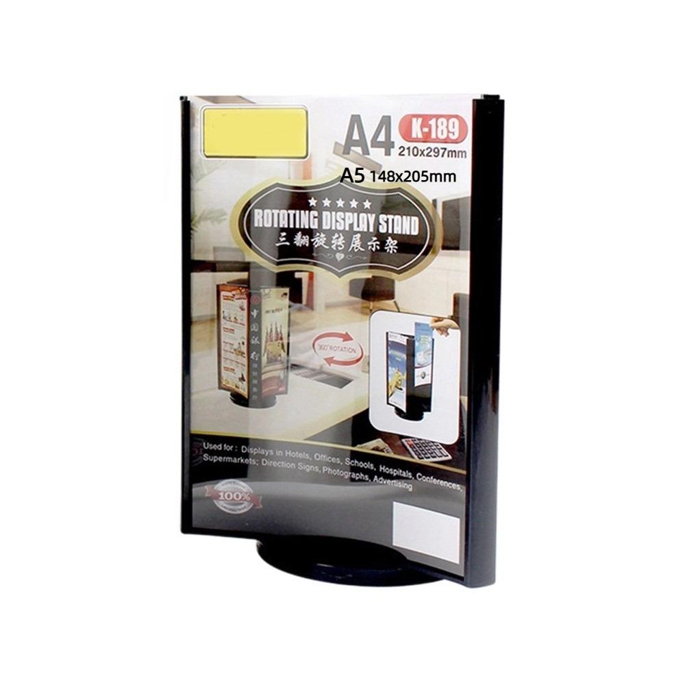 Three-Sided Acrylic Revolving Table Card A4/A5 Menu Sign Holder Menu Display Stand Desktop Use