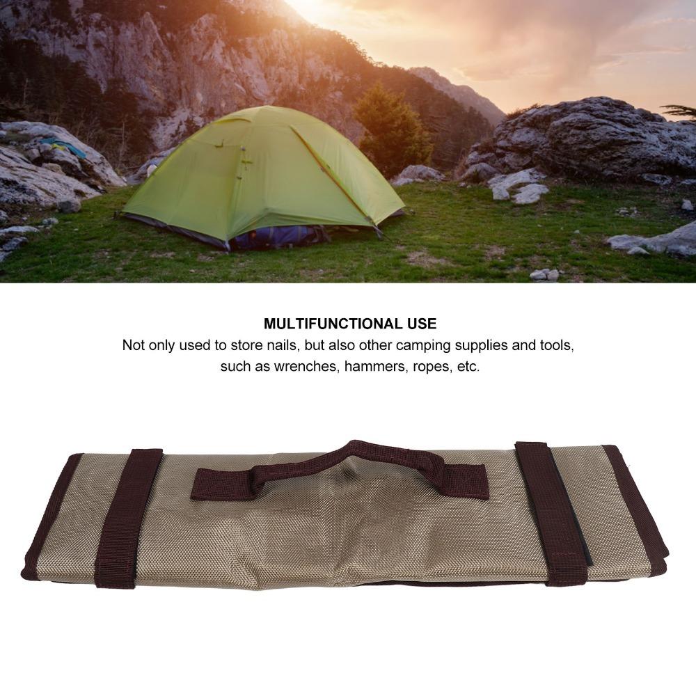 Large Capacity Tent Peg Bag Wide Handle Tent Stakes Organizer Heavy Duty Storage Case Beach Travel