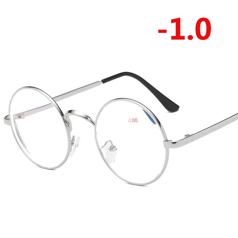 -1.0 -1.5 -2.0 До -4.0 Круглые Готовые Очки для Близорукости Для Женщин Мужчин Анти Блю Лайт Миопия Очки Женщины Мужчины
