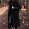 Женское длинное пальто, однотонное, с длинным рукавом, с капюшоном, зимнее, осеннее, на одной пуговице, плюшевое пальто для работы, вечеринки, свидания
