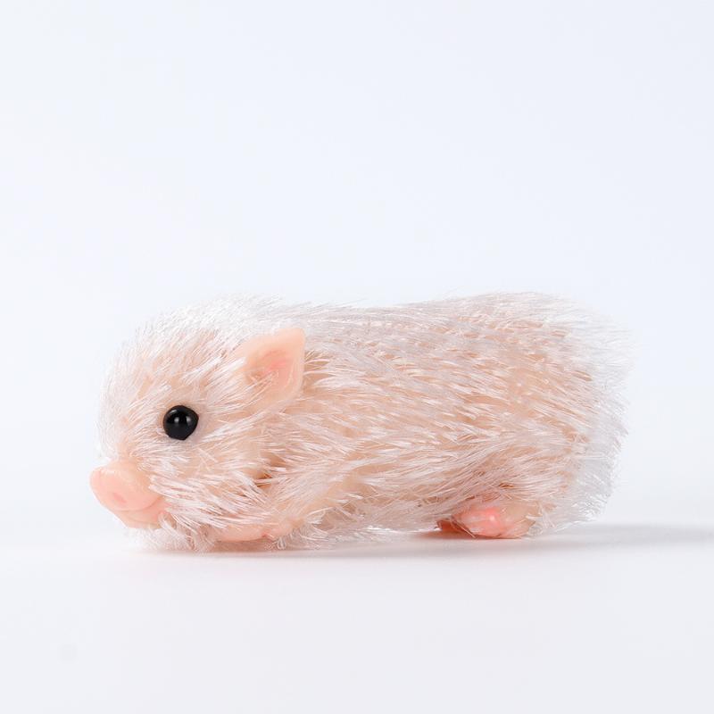 Simulation Hairy Pig Doll Soft Silicone Toy Realistic Animal Squeeze Decompression Stress Relief for Kids School Home Desk