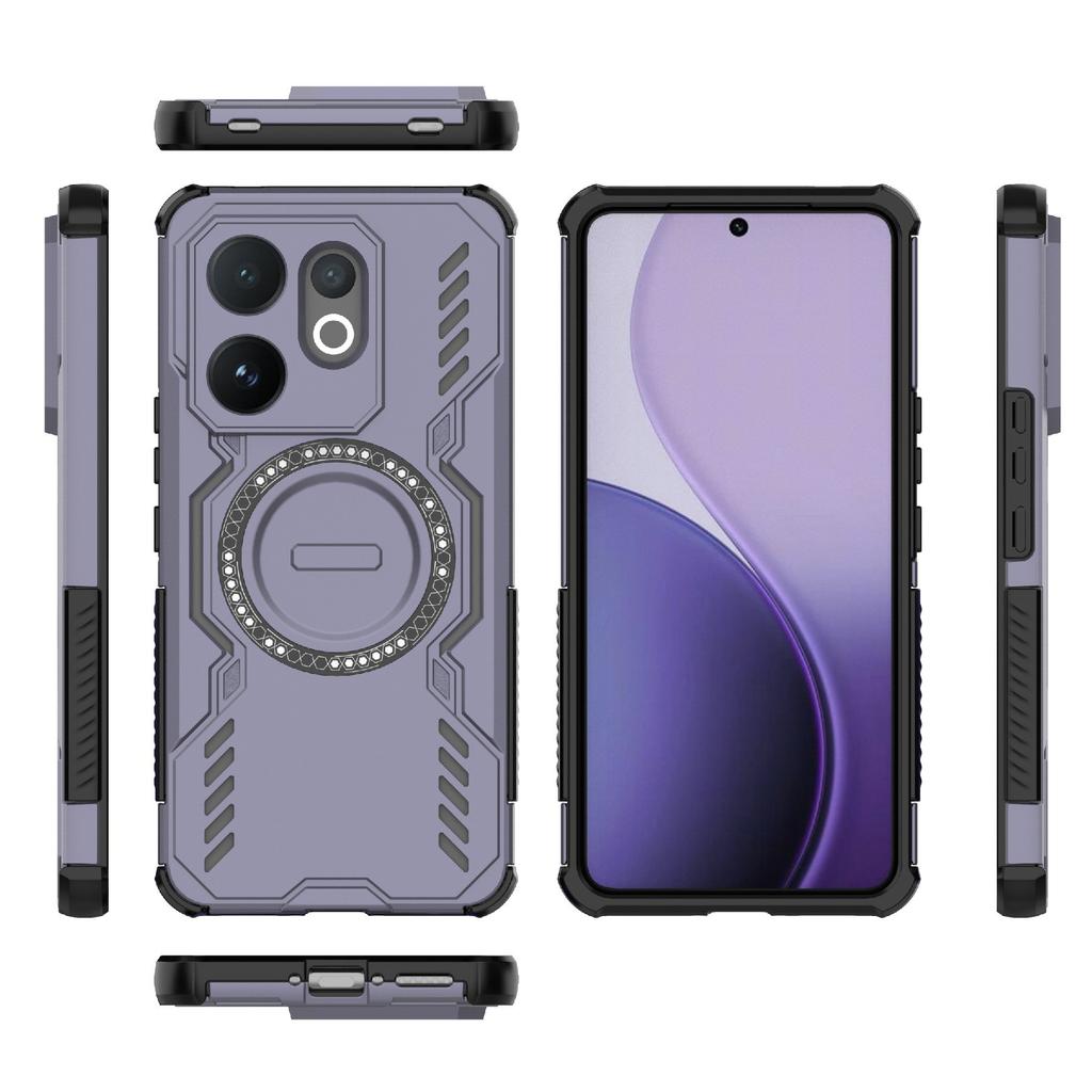 For vivo V60 5G Magnetic Case Butterfly Armor Hollow Heat Dissipation PC+TPU Phone Cover