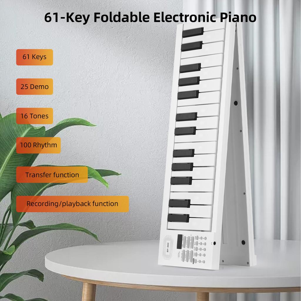 61-Key Foldable Electronic Piano Multifunctional Electronic Piano Keyboard with LED Display