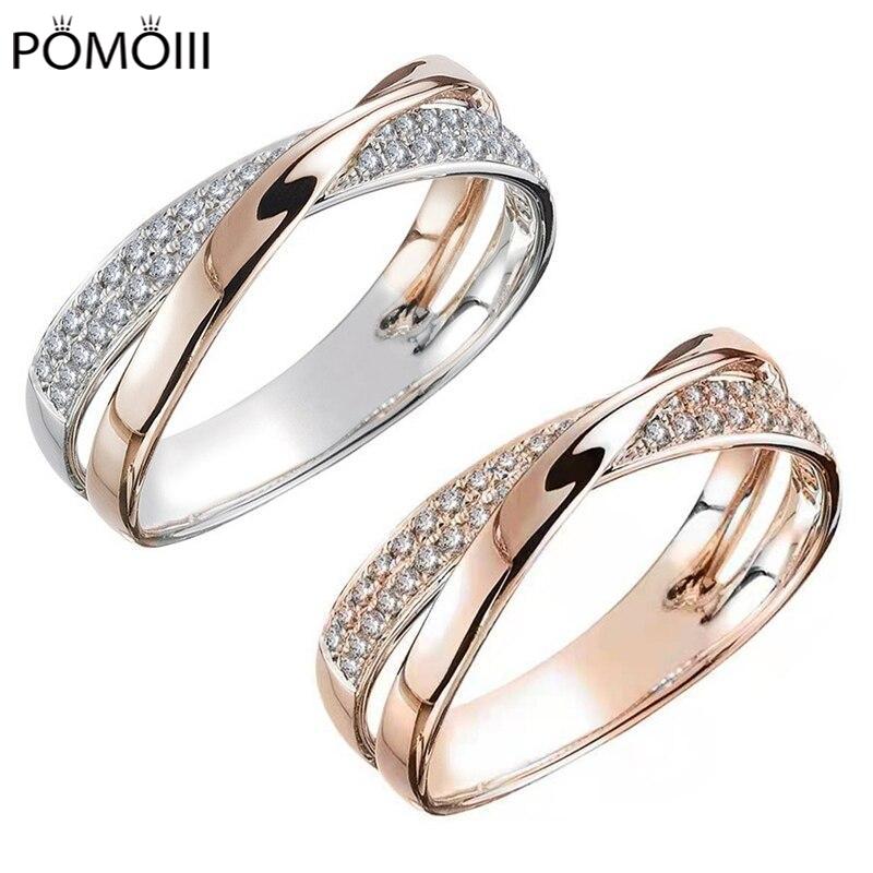 Модные классические обручальные кольца для женщин, модное двухцветное кольцо с крестом в форме буквы X, ослепительное кольцо с фианитами, женское обручальное ювелирное изделие, подарки