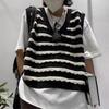 Контрастный цветной полосатый вязаный свитер женский большой размер весна новый модный универсальный и тонкий свободный жилет прилив