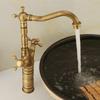 Basin Faucets Antique Brass Bathroom Basin Sink Faucets Swivel Dual Handle Hot Cold Washbasin Bath Mixer Tap WC Taps ZLY-6712F