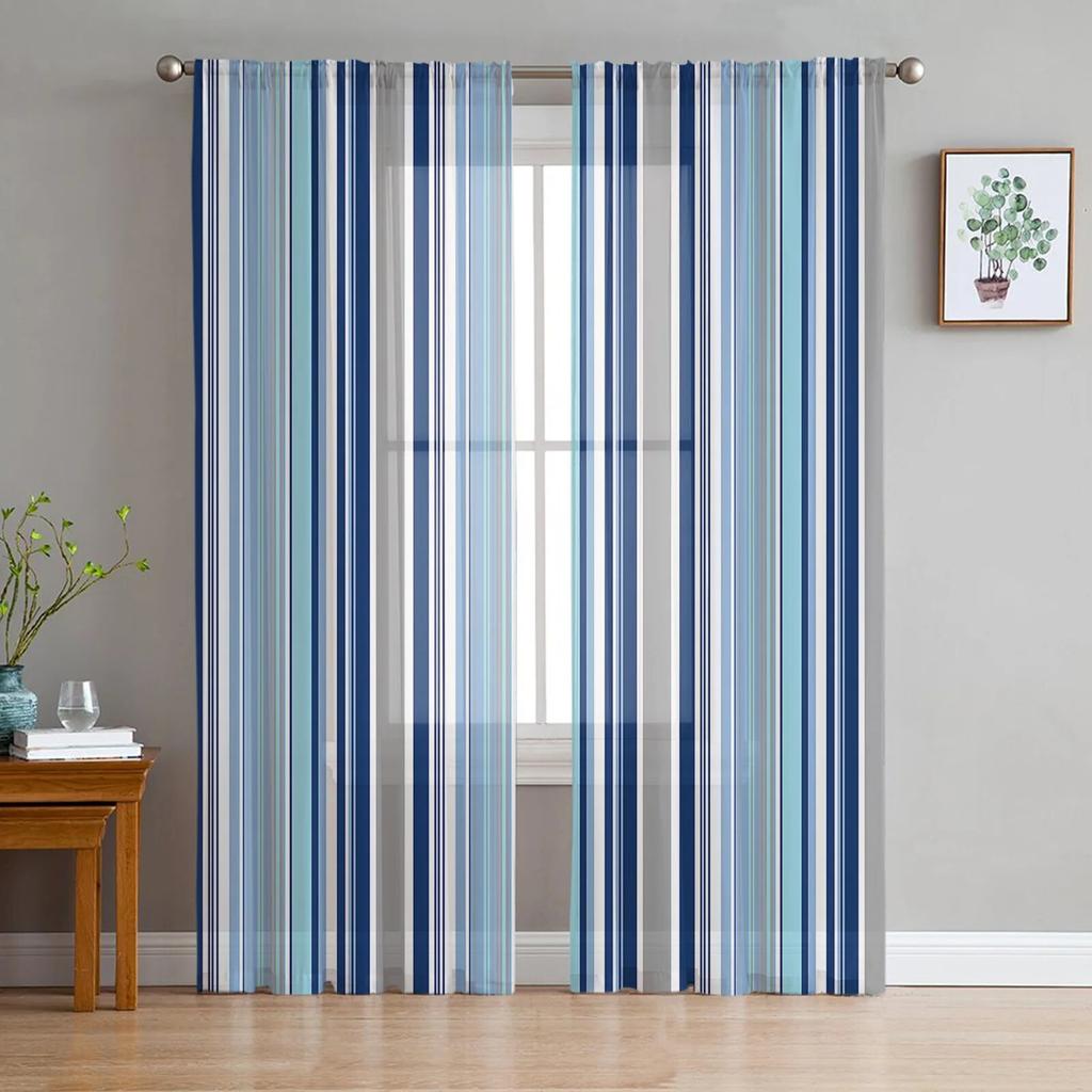 Желто-серые полосатые тюлевые шторы с геометрическим рисунком для гостиной, кухни, современные оконные занавески из вуали