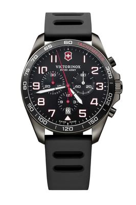 Часы FIELDFORCE SPORT CHRONO Корпус из нержавеющей стали Черный циферблат Черный каучуковый ремешок Подарок 241889 (316L) [