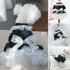Pet Tulle Dress Soft Stitching Fake Comfortable Lace Pet Cat Pearl Decor Dog Bowknot Gown Skirt