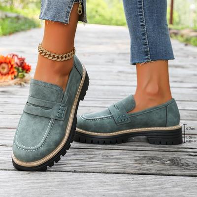 Женские туфли на низкой подошве, осень 2025, новые лоферы в британском стиле на толстой подошве-маффин