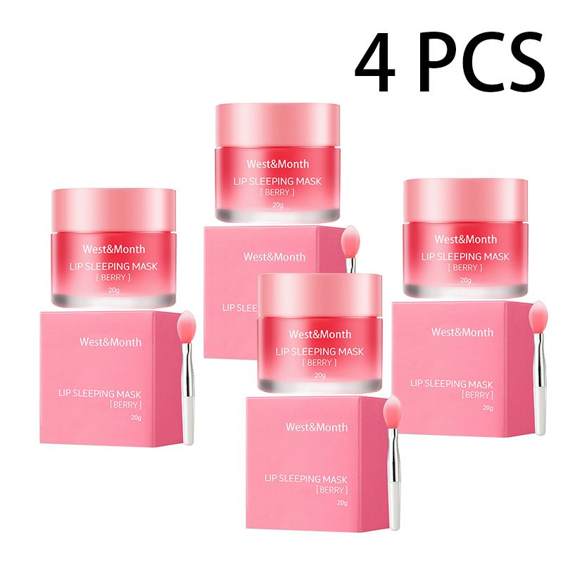Маска для сна - Глубоко увлажняющий бальзам для губ для сухих, потрескавшихся губ, отбеливающий, придающий объем, нежное увлажнение, отшелушивающий (Ягода)