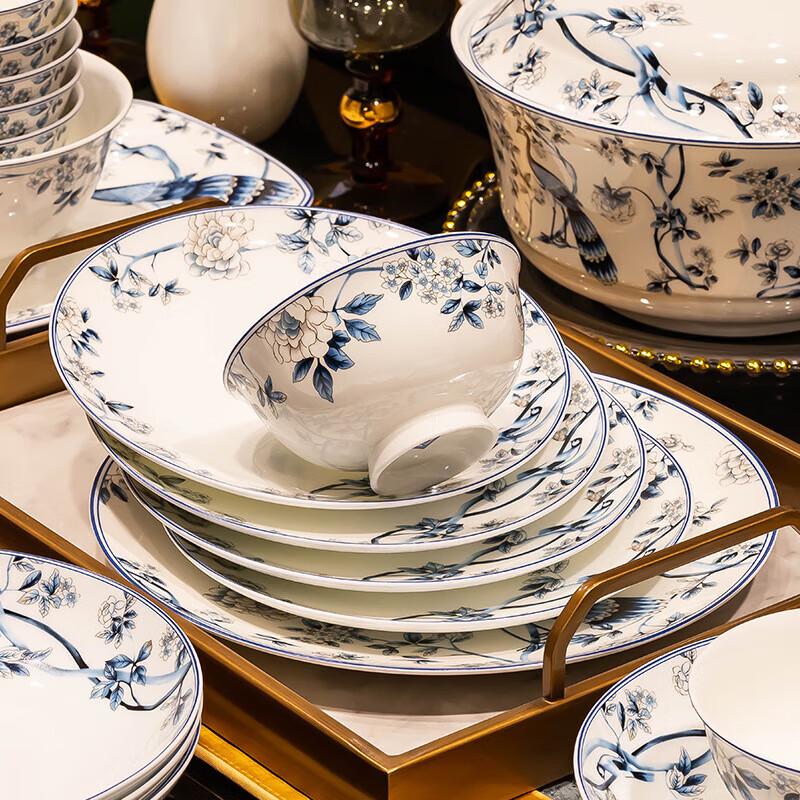 Современный набор керамической посуды Lanka Blue Peacock на 71 предмет