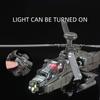 1:Масштаб 1:64 Американский истребитель вертолет AH-64D Летающий самолет Литая модель игрушка Симуляция Свет Статические украшения Игрушка для детей