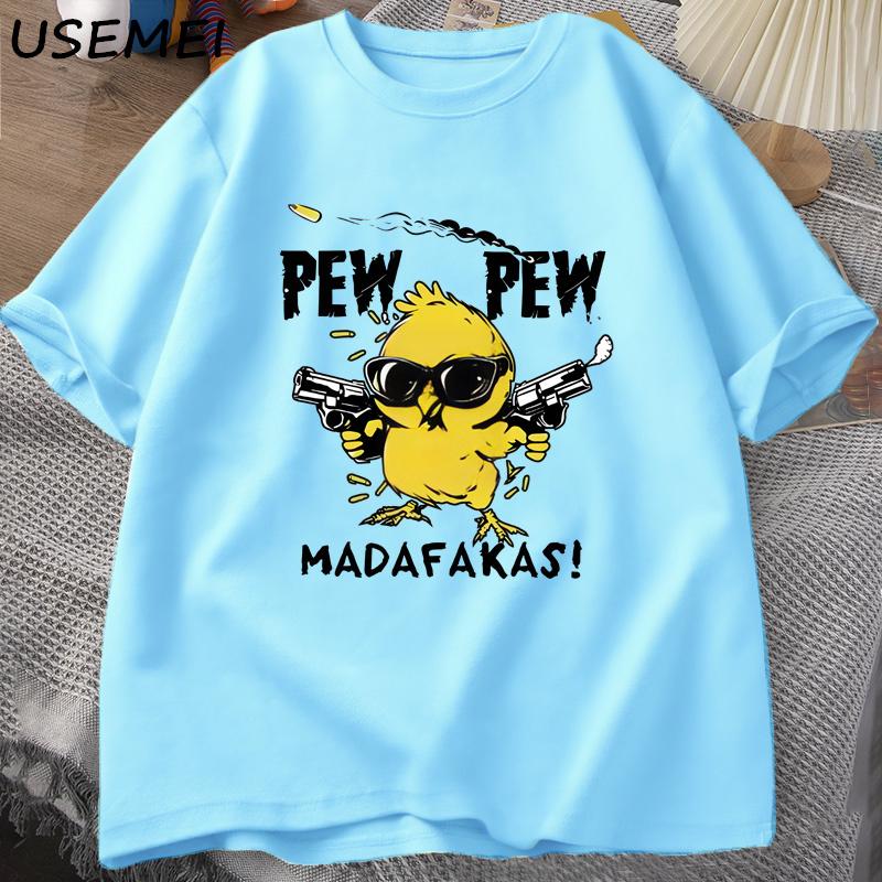 Pew Pew Madafakas Funny Graphic T Shirts Crazy Cat Printed T-shirt Casual Short Sleeve Adult Humor Tee Shirt