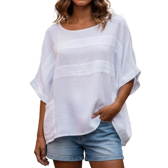 Womens O Neck Shirt Soft Breathable Tops Regular Fit Dolman Sleeve Top Casual Loose Fit Blouse Summer Spring Shirt Perfect for Work Party Date Fashion