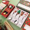 Christmas Spoon Set Creative Tableware Set Cartoon Christmas Tree Dessert Spoon Fork Gift Box
